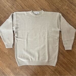 Vintage Antartex 100% Cotton Knit Sweater XL Neutral Beige Crewneck